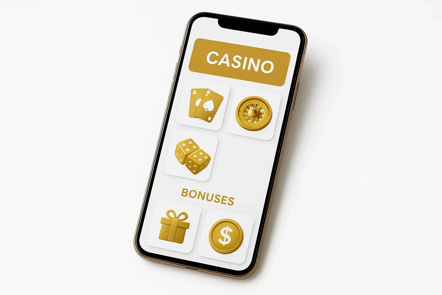 Casino App Smartphone Modern smartphone displaying sleek casino app interface with games and bonuses