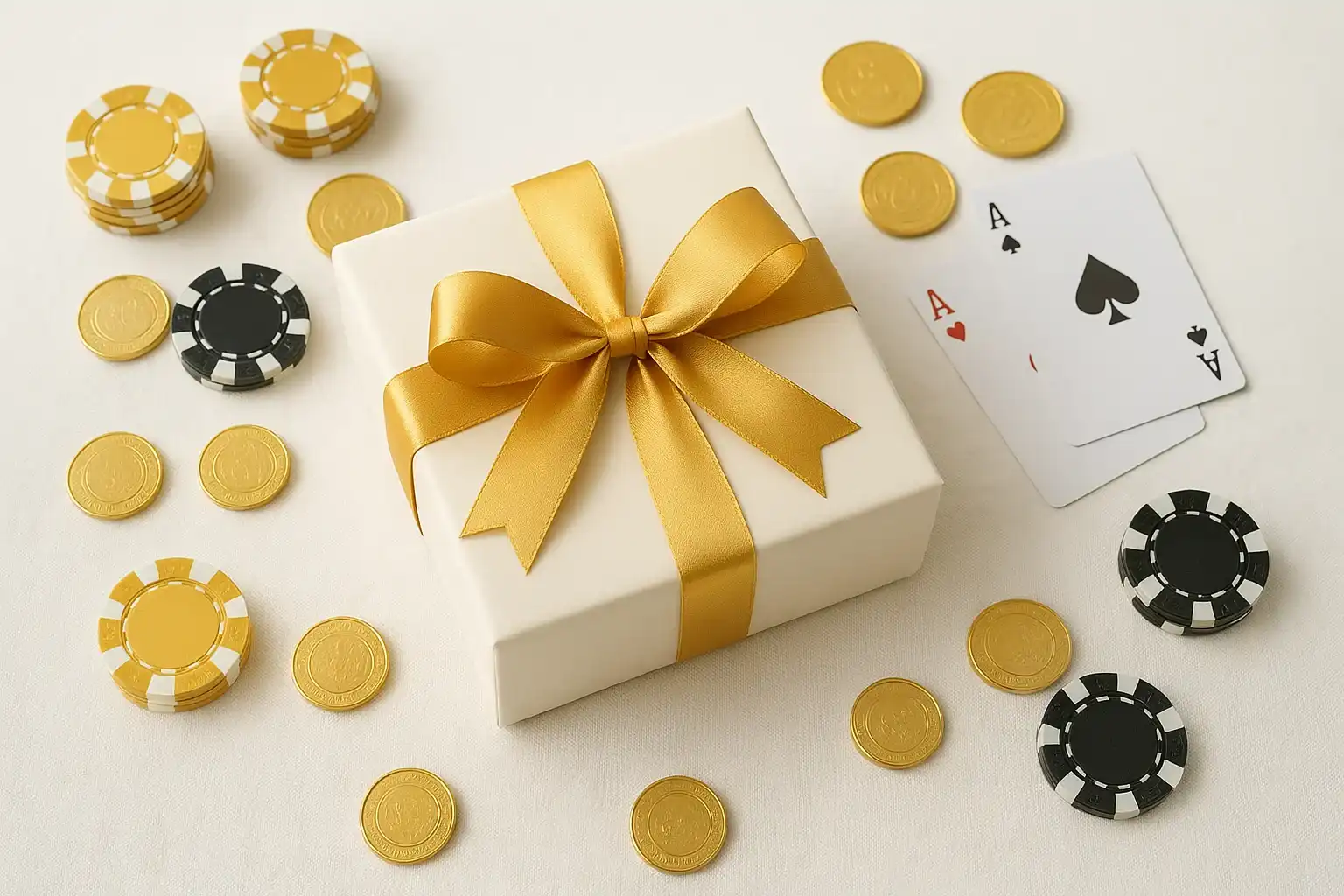 Luxury Casino Gift Premium gift box with casino chips, cards, and gold coins