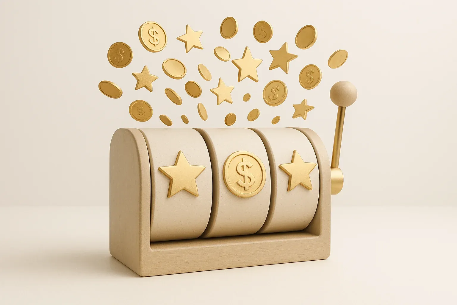 Winning Gold Reels Colorful casino slot reels with gold symbols, coins, and exploding stars
