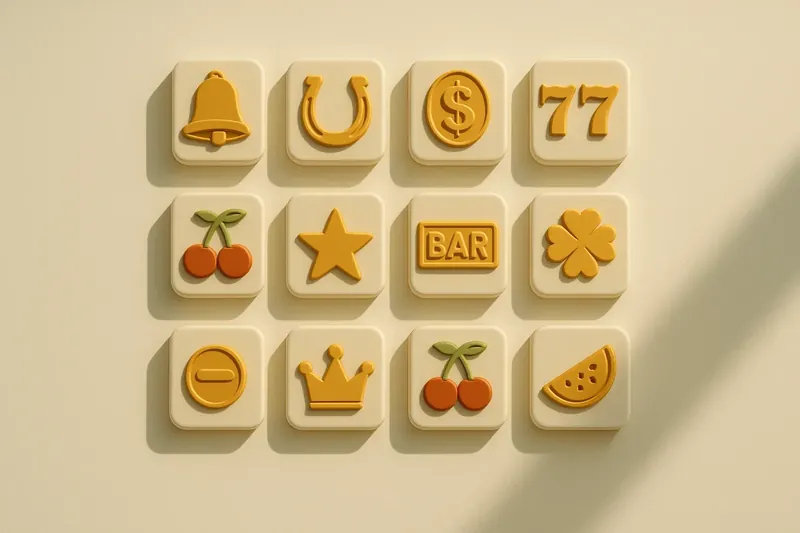 Twelve mini slot symbols arranged in a clean 4x3 grid